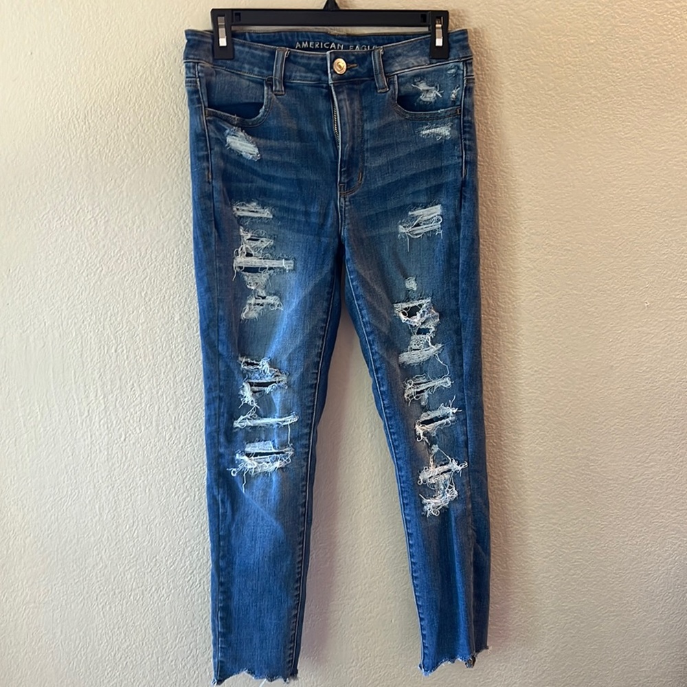 American Eagle Distressed High Rise Ankle Jeans